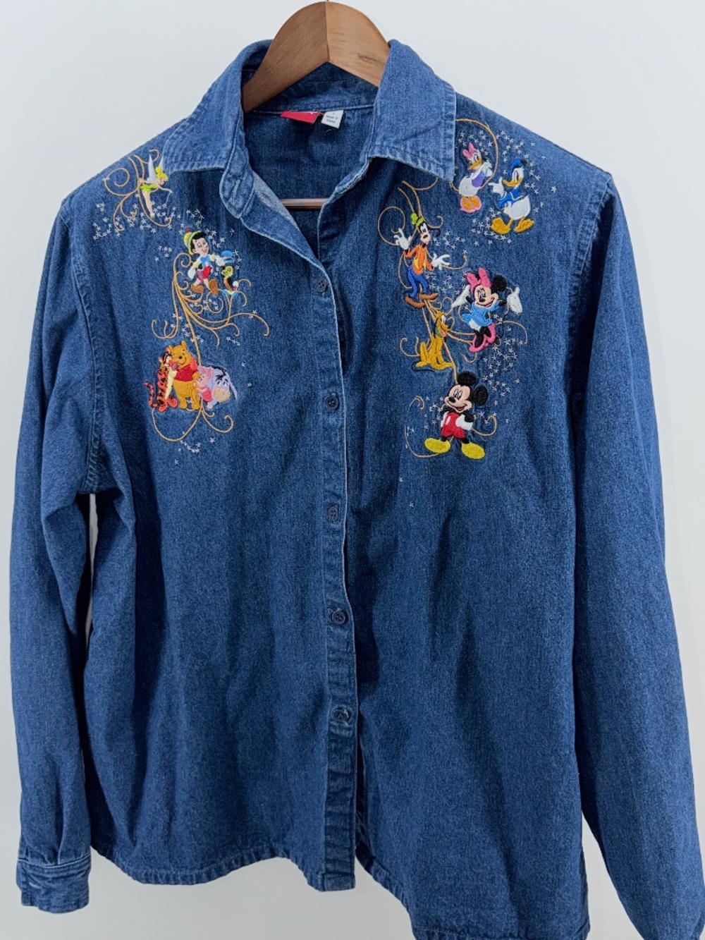 Disney Bradford Exchange Embroidered Character Denim Shirt Size L